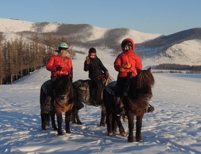 A Winter Horse Ride in Mongolia - riders in winter clothes