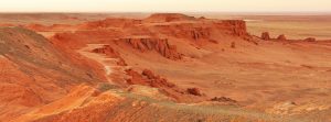 At the Flaming Cliffs in Mongolia's Gobi, panorama