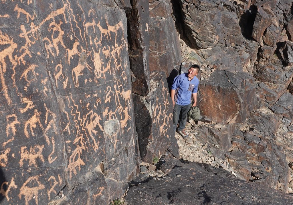 Gobi Crossing, Mongolia's Gobi Desert. Ancient Petroglyphs